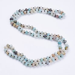 Amazonite Natural Amazonite Beaded Multi-use Necklaces/Wrap Bracelets, Three-Four Loops Bracelets, Abacus, 37.4 inch(95cm)
