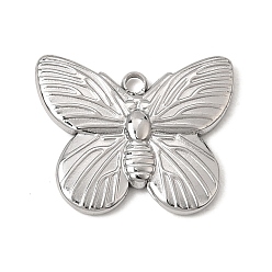 Stainless Steel Color 304 Stainless Steel Pendants, Butterfly Charms, Stainless Steel Color, 15x18.5x2.5mm, Hole: 1.6mm