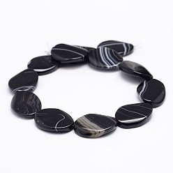 Black Natural Agate Bead Strands, Dyed, Drop, Black, 30x20~22x6mm, Hole: 2mm, about 10pcs/strand, 14.2 inch