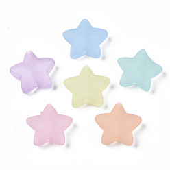 Couleur Mélangete Perles acryliques transparents dépoli, étoiles, couleur mixte, 13x14x5mm, Trou: 1.5mm, environ975 pcs / 500 g
