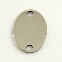 Stainless Steel Color Tarnish Resistant 201 Stainless Steel Links connectors, Oval Stamping Blank Tag, Stainless Steel Color, 24x17x1mm, Hole: 3mm