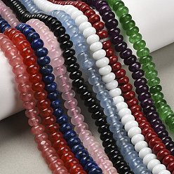 (52) Непрозрачная лаванда Натуральный белый нефритовый шарик нити, окрашенные, рондель, разноцветные, 8x5 мм, отверстие : 1 мм, 14.9 дюйм