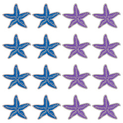 (52) Непрозрачная лаванда 16 шт. 2 цвета самоклеящиеся нашивки с компьютерной вышивкой на ткани с изображением морских звезд, аксессуары для костюма, аппликация, разноцветные, 73.5x77x1.5 мм, 8 шт / цвет