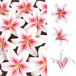 Cerise PVC Artificial Lily Flower Heads, for Wedding Home Decorations, Cerise, 140x48mm