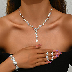 Кристалл Комплекты из латунных стразов, ожерелий, сережек и браслетов для женщин, кристалл, 11.81 дюйм (300 мм)