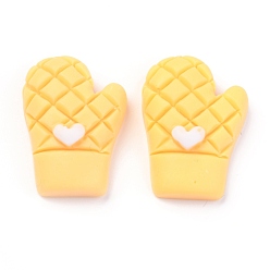 Yellow Resin Cabochons, DIY Accessories, for Resin Jewelry Making, Gloves, Yellow, 25x17.5x7.5mm, 100pcs/bag