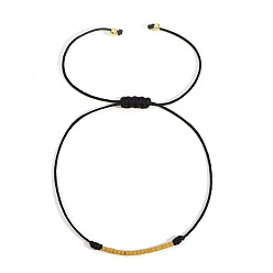 Черный Браслеты из бисера ручной работы, плетеные из стеклянных бусин, регулируемые плетеные браслеты из волоконного шнура для женщин, колонка, чёрные