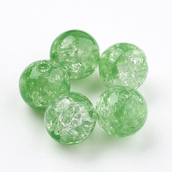 Светло-зеленый Прозрачных бусин акриловые треск, круглые, светло-зеленый, 7.5~8x7 мм, Отверстие : 1.8 мм , около 1900 шт / 500 г