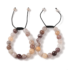 Другие Кварцы 10Мм круглые браслеты из плетеных бусин из натурального фиолетового кварца, регулируемые браслеты из нейлонового шнура для женщин и мужчин, внутренний диаметр: 1-3/4~2-7/8 дюйм (4.6~7.4 см)