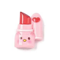 Pink Симпатичные кабошоны из непрозрачной смолы, губная помада, розовые, 28x21x9 мм