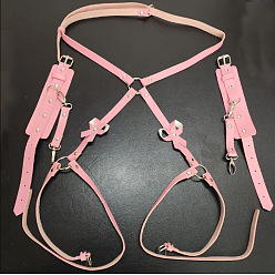 Pink Поясные цепочки из сплава и искусственной кожи с бантом, платина, с браслетами, розовые, 700~980 мм