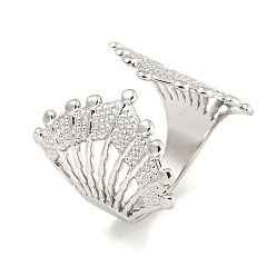 Нержавеющая Сталь Цвет Не тускнеет 304 кольцо-манжета из нержавеющей стали в форме веера для женщин, цвет нержавеющей стали, внутренний диаметр: 17 мм