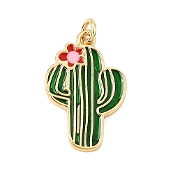 Cactus Pendentifs en émail , or, charmes de cactus, 23x15x2mm, Trou: 2.5mm