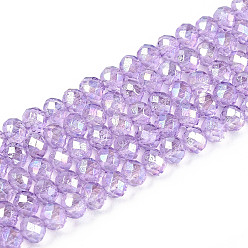 Лиловый Выпечка краска бисер пряди, рондель, с покрытием AB цвета, граненые, сирень, 3x2.5 мм, отверстие : 0.9 мм, около 105~110 шт / нитка, 29~31 см