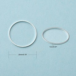 Silver Brass Linking Rings, Silver, 20x0.7~1mm