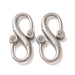 Stainless Steel Color 304 Stainless Steel S-Hook Clasps with Blank Bezel Cups, Connector Charms for Jewelry Making, Stainless Steel Color, 14.5x7x2mm