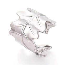 Нержавеющая Сталь Цвет 304 из нержавеющей стали Манжета кольца для женщин, лист, цвет нержавеющей стали, 21.5 мм, внутренний диаметр: 17 мм