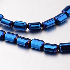 Azul Chapado Electroplate hematites sintética hebras de perlas no magnéticas, Rectángulo, azul chapado, 6x4x3 mm, agujero: 1 mm, sobre 67 unidades / cadena, 15.7 pulgada