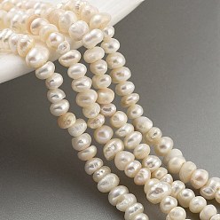 Navajo White Natural Cultured Freshwater Pearl Beads Strands, Grade 2A+, Rondelle, Navajo White, 3~3.5mm, Hole: 0.6mm, about 66pcs/strand, 7.09 inch(18cm)