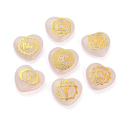 Розовый Кварц 7 шт. 7 стили чакра натуральный розовый кварц любовь сердце украшения статуэтки, Энергетический камень Рейки, балансирующий медитацию, подарок, 20x20x6 мм, 1 шт / стиль