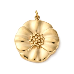 Настоящее золото 18K 316 хирургические подвески из нержавеющей стали, ионное покрытие (ip), цветочный шарм, с целью перехода в кольце, реальный 18 k позолоченный, 22.5x20x2.5 мм, отверстие : 2.6 мм