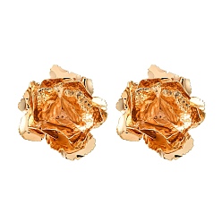 Золотой Железные серьги-гвоздики для женщин, цветок, золотые, 65x60 мм