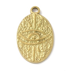 Настоящее золото 18K 304 подвески из нержавеющей стали, овал с очарованием глаз, реальный 18 k позолоченный, 27x16.5x2 мм, отверстие : 2.5 мм