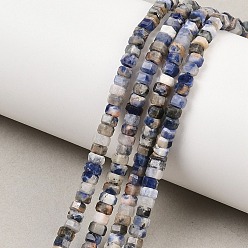 Содалитовое Природный содалит бисер нитей, граненые, шестиугольник, 4x4x2~2.5 мм, отверстие : 0.9 мм, около 156 шт / нитка, 15.24'' (38.7 см)