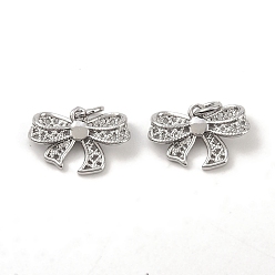 Платина Латунь прелести, бантом прелести, без кадмия, без никеля и без свинца, платина, 11x16x3.5 мм, отверстие : 3 мм