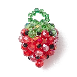 Красный Подвески ручной работы из стеклянных бусинок в виде клубники, красные, 27x18 мм, отверстие : 4x5 мм