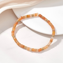 Красный Авантюрин Эластичный браслет из натуральных красных бусин авантюрина для женщин, диск, гальванические немагнитные синтетические гематитовые бусины, бусины : 4x2.5 мм и 4x1 мм, внутренний диаметр: 2.28 дюйм (5.8 см)