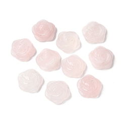 Розовый Кварц Натуральный розовый кварц резные кабошоны, цветок, 14~14.5x14.5~15x6~6.5 мм