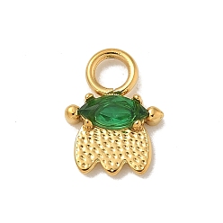 Папоротник Зеленый Ионное покрытие (ip) 304 нержавеющая сталь с подвесками из стразов, реальный 14 k позолоченный, призрачное очарование, Папоротник зеленый, 10x7.5x2 мм, отверстие : 2.5 мм
