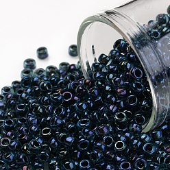 (248) Inside Color AB Blue/Midnight Bl Lined Toho runde Rocailles, japanische Rocailles, (248) Innenfarbe ab blau / mitternachtsblau gefüttert, 8/0, 3 mm, Bohrung: 1 mm, über 222pcs / Flasche, 10 g / Flasche