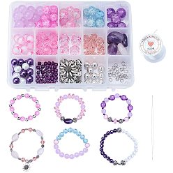 Gemischte Farbe Armband machen, mit natürlicher & gefärbter Edelsteinperle, Glasperlen und Legierungszubehör, Gemischte Farbe, 10 mm, Bohrung: 1 mm, 10~12 mm, Bohrung: 1.3~1.6 mm, 10~11x9.5~10 mm, Bohrung: 1.5 mm, 10 mm, Bohrung: 2 mm, 12x7 mm, Bohrung: 1.5 mm, 12 mm, Bohrung: 2 mm, 4x0.7 mm, 2.6 mm Innen Durchmesser, 4~5x3~4 mm, Bohrung: 1~2 mm
