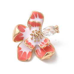 Светло-Коралловый Латунь эмаль подвески, со стеклом, без никеля , золотые, , свет коралловый, 19x18x8 мм, отверстие : 1.6 мм