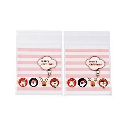 Pink Пластиковый пакет для выпечки с рождественской тематикой, с самоклеющейся, для шоколада, конфеты, печенье, квадратный, розовые, 130x100x0.2 мм, около 100 шт / упаковка