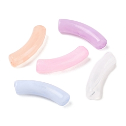 (52) Непрозрачная лаванда Прозрачные акриловые бусины, Стиль имитация драгоценных камней, изогнутая трубка, разноцветные, 33x8x10.5 мм, отверстие : 1.6 мм, Около 300 шт / 500 г