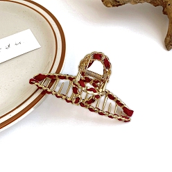 Темно-Красный Сплав с тканевым шнуром заколки для волос, аксессуары для волос для женщин и девочек, темно-красный, 55x115 мм