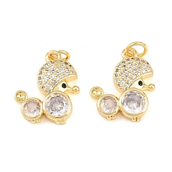 Настоящее золото 18K Латунные микро проложить кубического циркония подвески, прелести ежа, долговечный, стойки покрытие, без свинца и без кадмия, реальный 18 k позолоченный, 17x15x4 мм, Перейти кольцо: 5x1 мм, внутренний диаметр: 3 мм