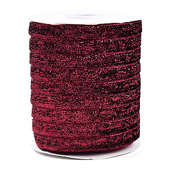 Dark Red Glitter Sparkle Ribbon, Polyester & Nylon Ribbon, Dark Red, 3/8 inch(9.5~10mm), about 50yards/roll(45.72m/roll)