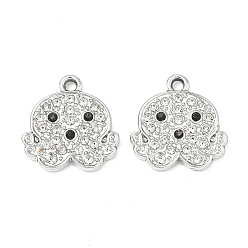 Осьминог Подвески из сплава и страза, подвески на тему океана, осьминог, 18x17.5x2.5 мм, отверстие : 1.8 мм