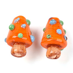 Оранжево-Красный Ручной работы Lampwork неровный бисер, елочные прелести, оранжево-красный, 17.5~20x11~14.5 мм, отверстие : 1~1.6 мм