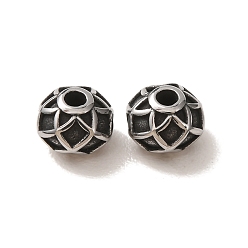 Stainless Steel Color 304 Stainless Steel Beads, Rondelle with Stripe Pattern, Stainless Steel Color, 8x5.5mm, Hole: 2mm