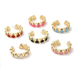 Gemischte Farbe Offener Fächerring aus Emaille mit Zirkonia, Echt vergoldeter Messingring, cadmiumfrei und bleifrei, Gemischte Farbe, us Größe 18 6 (1/4 mm)