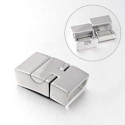 Couleur Acier Inoxydable Fermoirs magnétiques rectangulaires anti-ternissement en acier inoxydable avec extrémités collées, couleur inox, 304mm, Trou: 24x7x14mm