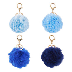 (52) Непрозрачная лаванда 4 шт. 4 цвета брелки из сплава, с волосяной луковицей, плюшевый мяч, круглые, золотой свет, разноцветные, 122.5 мм, 1 шт / цвет