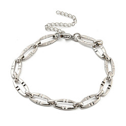 Stainless Steel Color Non-Tarnish 304 Stainless Steel Oval Link Chains Bracelets for Men & Women, Stainless Steel Color, 7-1/2 inch(19cm)