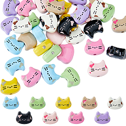 (52) Непрозрачная лаванда 36 шт 9 цвета распыление печатных сплавных бусин, форма кошки, разноцветные, 9.5x12.5x6 мм, отверстие : 1.6 мм, 4 шт / цвет