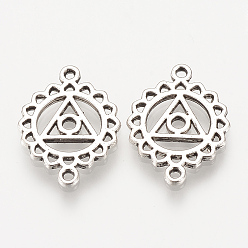 Antique Silver Tibetan Style Alloy Links connectors, Flower, Cadmium Free & Lead Free, Chakra Vishuddha, Antique Silver, 19.5x14.5x1.5mm, Hole: 1mm, about 1080pcs/1000g